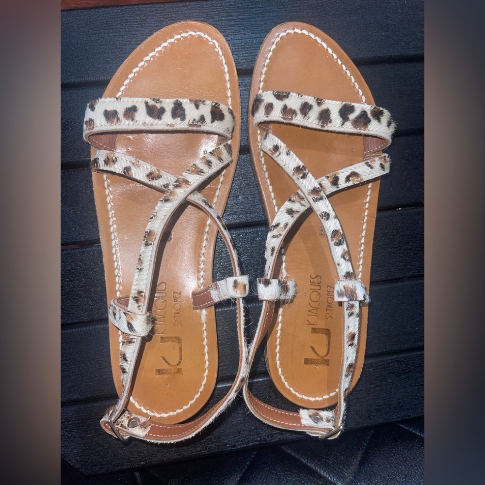 K Jacques St. Tropes Leopard Print Sandals